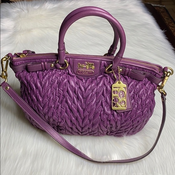 Coach Handbags - Coach Purple Madison Sophia Quilted Satchel